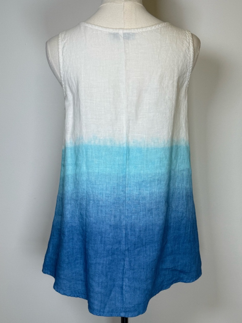 Grand Greece 100% Linen Sleeveless A-line Top Ombré Blue Women’s Medium NWOT - Picture 5 of 8
